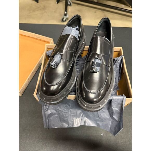 New Free People Black Teagan Tassel Platform Lug Sole Loafers 11 - Picture 2 of 6